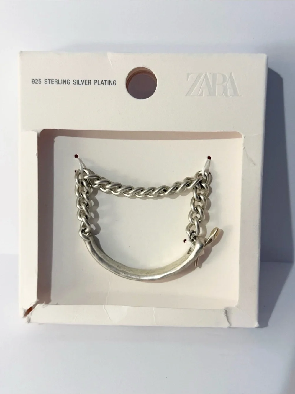 ZARA Zara Silver-Plated Mixed Chain Toggle Bracelet Men's Unisex